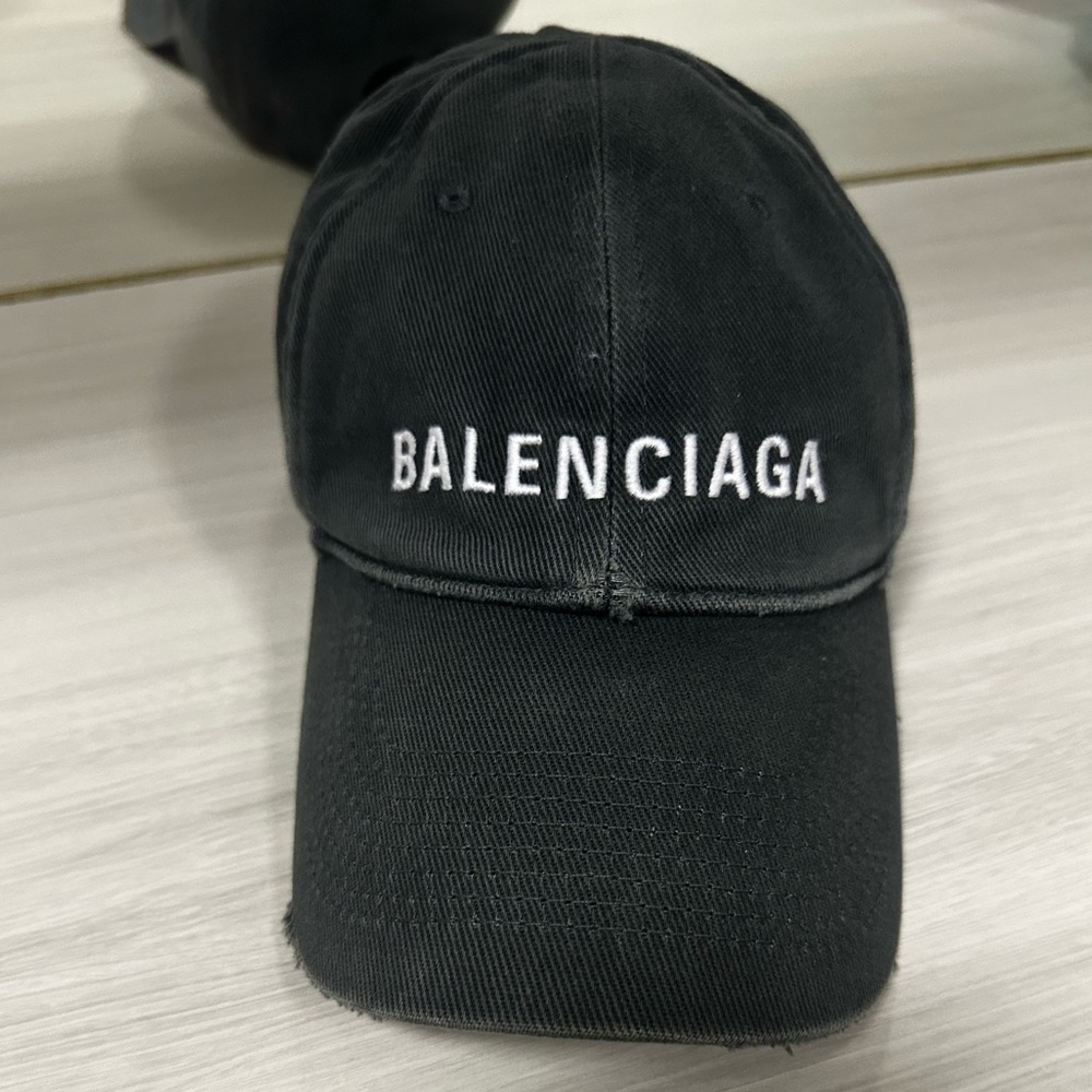 Balenciaga Distressed Black Baseball Cap